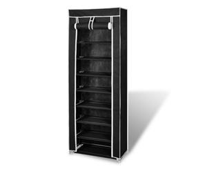 Shoe Storage Rack Wardrobe Organiser Cabinet Portable 8 Tier Shelf Holder Black