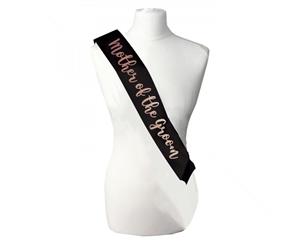 Single Layer Black With RoseGold Satin Mother of the Groom Night Party Text Sash Banner 160cm x 80cm x 10cm