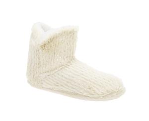 Slumberzzz Womens/Ladies Gold Spot Embossed Bootee Slippers (Cream) - SL746