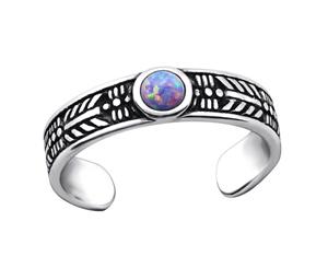 Sterling Silver Opal Toe Ring Multi Lavender