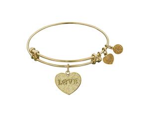 Stipple Finish Brass Love With Paw Angelica Bangle Bracelet 7.25" - Yellow