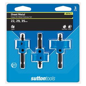 Sutton 22-32mm 1/4-Hex Bi-Metal Holesaw Set for Sheetmetal - 3 Piece