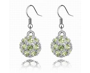 Swarovski Crystal Elements - Shamballa Ball Drop Earrings - 5 Colours - White Gold Plate - Valentine's Day Gift Idea - Light Green