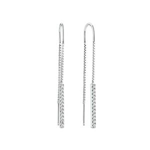 Thread Earrings with Cubic Zirconia in Sterling Silver