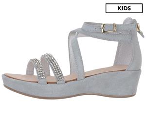 Twin-Set Simona Barbieri Girls' Rhinestone Wedge Sandals - Light Grey