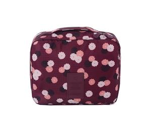 Waterproof Cosmetic MakeUp Travel Bag Organizer - Red Flower