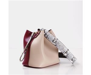 Women's Two Tone Leather Bucket Bag - Angie