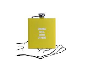 175ml Portable Stainless Steel Pocket Purse Hip Flask Beverage Cap Bottle Travel Picnic Summer Yellow