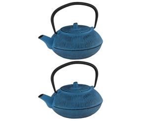 2PK Avanti 800ml Straw Cast Iron Teapot w Removable S S Infuser Lid Tea Pot Blue