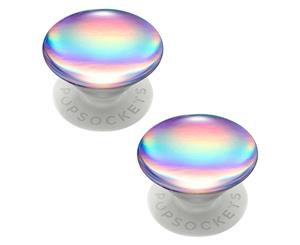 2PK PopSockets Universal Swappable Pop Grip w/ Base Rainbow Orb Gloss f/ Phones