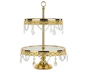 2-Tier Glass Top Cupcake Stand | Gold Plated | Le Gala Collection CS308AGX