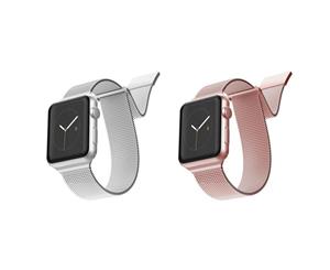 2pc X-Doria Stainless Steel Mesh Band Strap f/ 44mm-42mm Apple iWatch SLV & RSGD