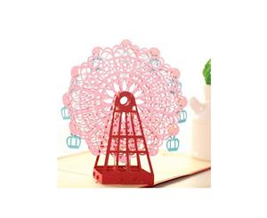 3d Handmade Ferris Wheel Pink Greeting Card for All Occasions