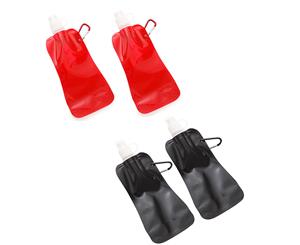 4x Doozie 450ml Collapsible Camping Water Drink Bottle Gym Sport Kids Red Black