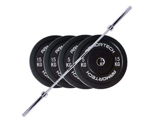 60kg Armortech V2 Black Bumper & Barbell Set