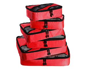 6-Pieces Set Travel Cubes Storage Bag Red Colour