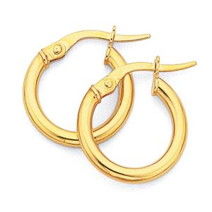 9ct Gold 10mm Polished Hoop Earrings