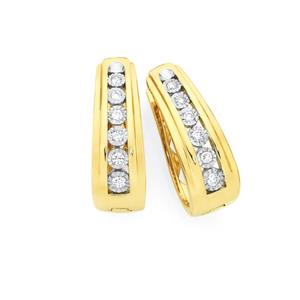 9ct Gold Diamond Miracle Set Huggie Earrings