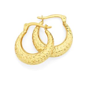 9ct Gold on Silver Diamond Cut Creole Earrings