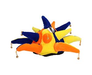 AB Tools Blue Orange & Yellow Jester Hat Gold Bells Novelty Beanie Cap Costume Dress up