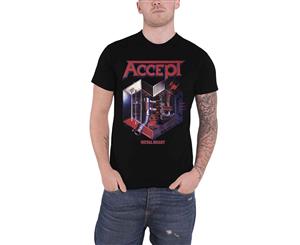 Accept T Shirt Metal Heart Band Logo Official Mens - Black