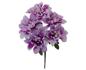 Artificial Fake Flowers Bouquet Greenery Foliage Leaf Roses Wedding Decor[Design Dhalia (Purple)]