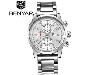 BENYAR Men's Watch 3ATM Luxury Brand Watches Stainless Steel Wristwatch Watch for Men-White