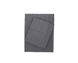 Bambury Chambray Sheet Set - 100% Cotton - Charcoal - Single
