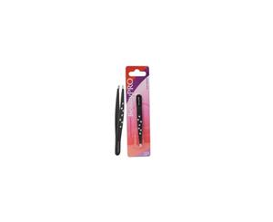 BeautyPRO Dazzle Me White Crystal Slant Tweezer - Black