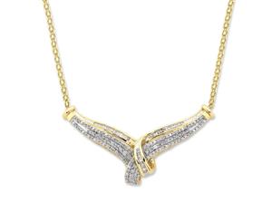 Bevilles 9ct Yellow Gold 1.00ct Diamond Necklace Curb Twist