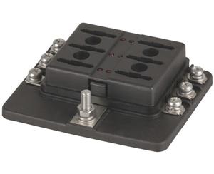 Blade Fuse 6 Way Block Screw Terminal Connection with integrated fuse blown indicator LEDs