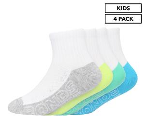 Bonds Kids' Logo Light Quarter Crew Socks 4-Pack - White/Multi