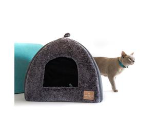 Cat Igloo Faux Fur Pet Bed Charcoal