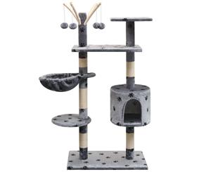 Cat Tree 96x35x125cm Grey Scratcher Pole Scratching Post Gym House