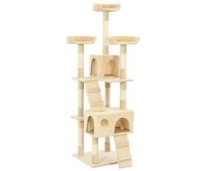 Cat Tree with Sisal Scratching Posts 170cm Beige Condo House Play Tower