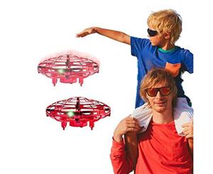 Catzon 2Packs Flying Toy Drones Hand Operated Mini Drone Helicopter Toys for Boys and Girls Red