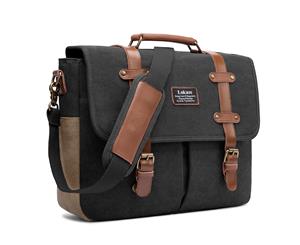 CoolBELL Mens Canvas Business 15.6 Inch Laptop Shoulder Bag-Canvas Black