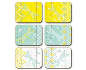 Country Inspired Kitchen HELLO YELLOW Cinnamon Cork Backed Coasters Set 6 New