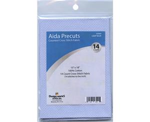 Design Works Gold Quality Aida 14 Count 15 inchX18 inch - Light Blue