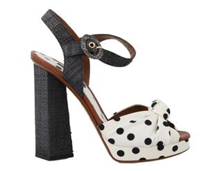 Dolce & Gabbana Gray Straw Ankle Strap Sandals