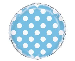 Dots Powder Blue 45cm Foil Balloons - Packaged