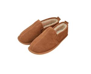 Eastern Counties Leather Mens Sheepskin Lined Soft Suede Sole Slippers (Chestnut) - EL162