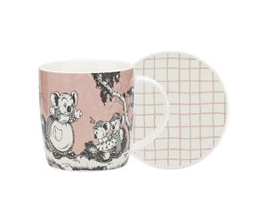 Ecology Blinky Bill Fine China Mug & Coaster Set 320ml Coral Pink