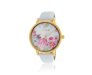 Ellis & Co Collection Floral Gold Tone Bloom Floral White 36mm Womens Watch