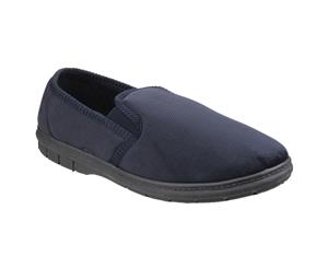 Fleet & Foster Mens John Twin Gusset Memory Foam Slipper (Navy) - FS3817