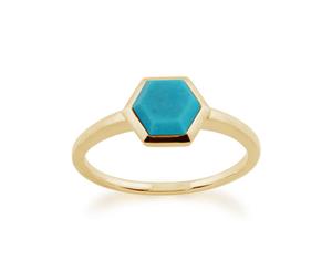 Gemondo 925 Gold Plated Sterling Silver 0.85ct Turquoise Hexagonal Prism Ring