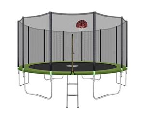 Genki 16ft Round Outdoor Trampoline Set with Safety Enclosure & Basketball Hoop Set & Ladder 150KG