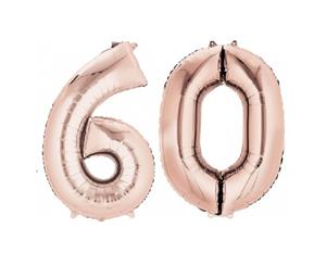 Giant Rose Gold Number 60 Foil Balloons