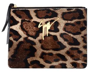 Giuseppe Zanotti Leopard Zip Clutch - Beige