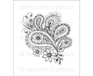 Heartfelt Creations Cling Stamps Peacock Paisley